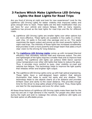 3 Factors Which Make Lightforce LED Driving Lights the Best Lights for Road Trips