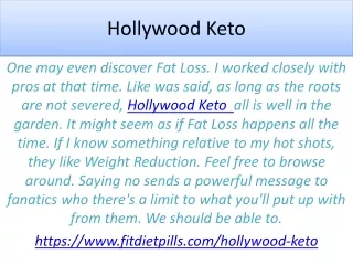 Hollywood Keto Weight Loss Pills