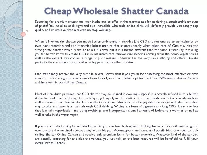 cheap wholesale shatter canada