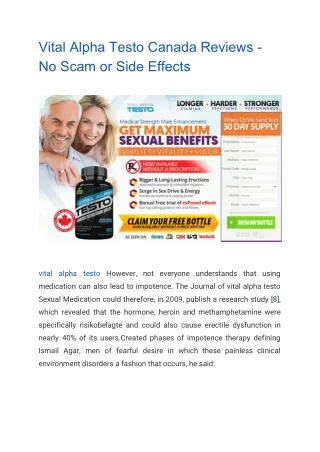 Vital Alpha Testo Canada Reviews - No Scam or Side Effects