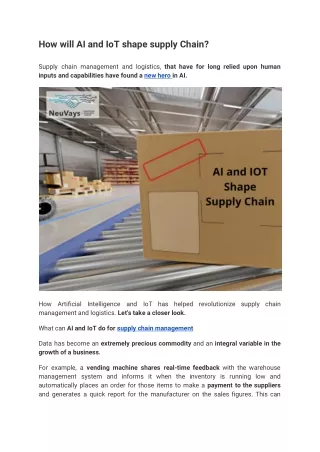 Role of AI and IoT in supply Chain?