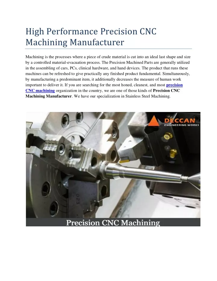 high performance precision cnc machining