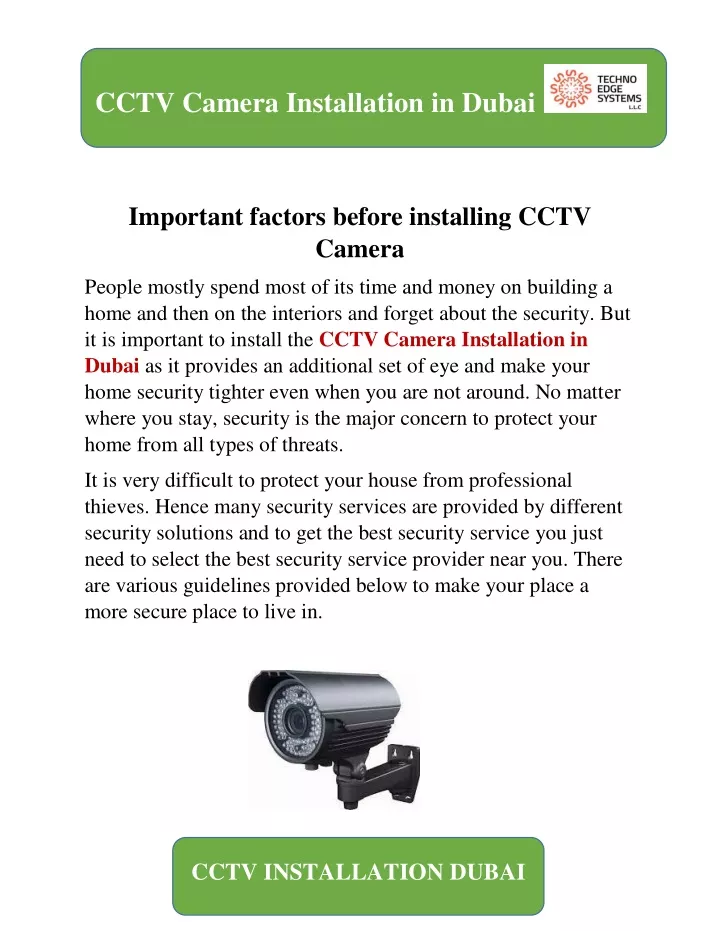 cctv camera installation in dubai