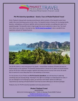 Phi Phi Island by Speedboat – Book a Tour at PhuketThailand-Travel