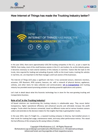 how internet of things has made the trucking