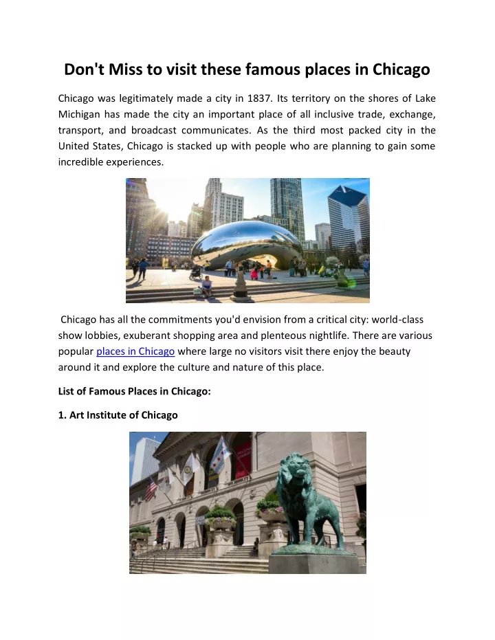 don t miss to visit these famous places in chicago