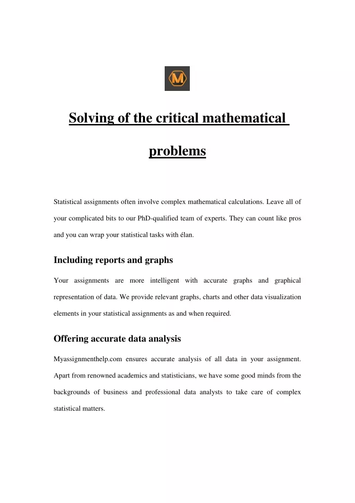 solving of the critical mathematical