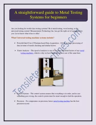 a straightforward guide to metal testing systems