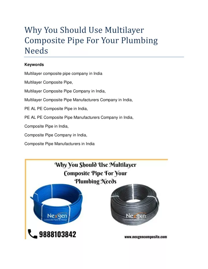 why you should use multilayer composite pipe
