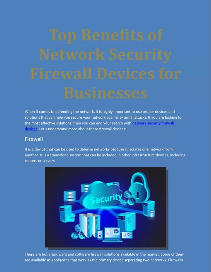top benefits of network security firewall devices
