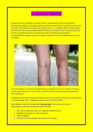 is clarivein painful