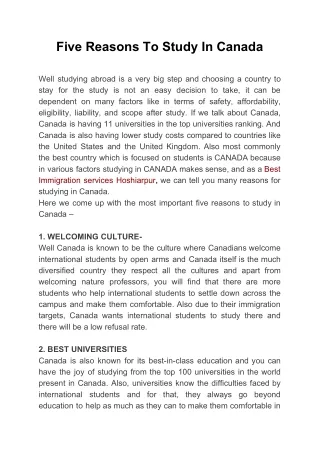 5 Reason for Study in Canada