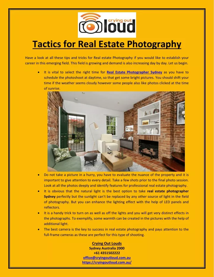 tactics for real estate photography