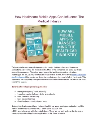How Healthcare Mobile Apps Can Influence The Medical Industry