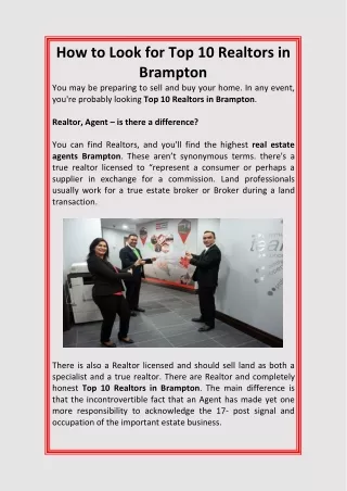 how to look for top 10 realtors in brampton