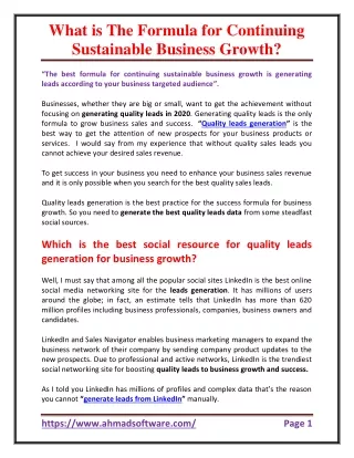what is the formula for continuing sustainable