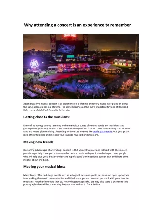 why attending a concert is an experience
