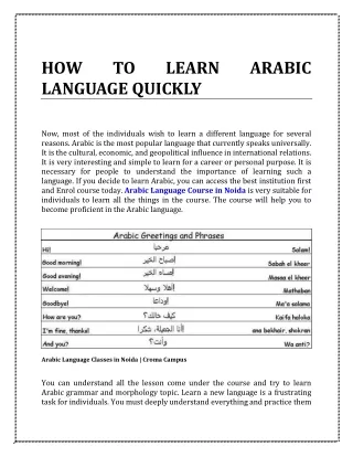 How to learn arabic language quickly