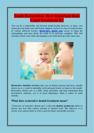 tooth restoration how important root canal
