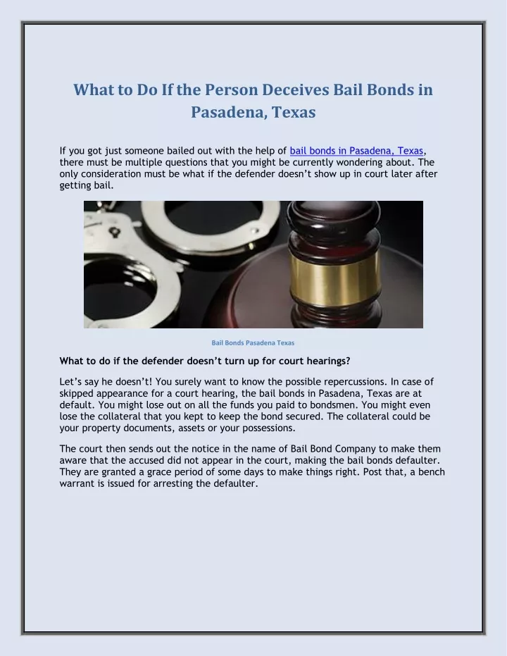 what to do if the person deceives bail bonds
