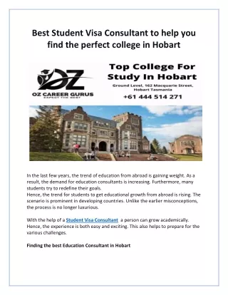 perfect college in Hobart