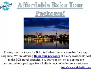 Affordable Baku Tour Packages!