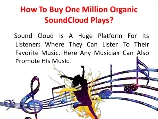 How To Buy One Million Organic SoundCloud Plays?