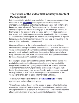 the future of the video wall industry is content