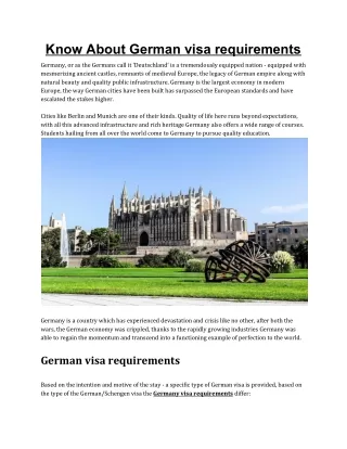Know About German visa requirements