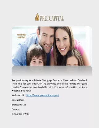 Private lenders for mortgages in Quebec - pretcapital.ca