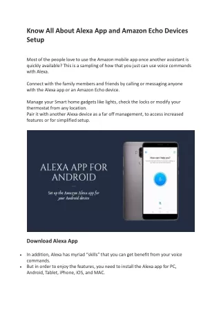 Know About Alexa App and Alexa Setup