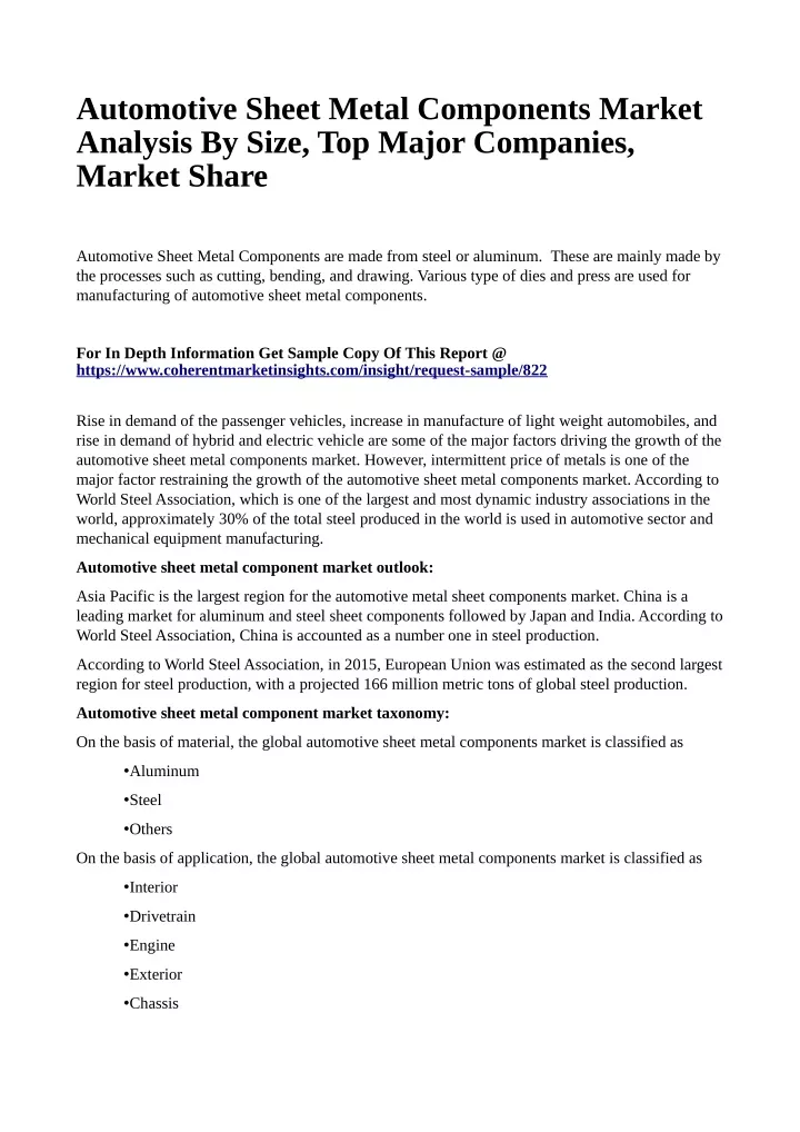 automotive sheet metal components market analysis