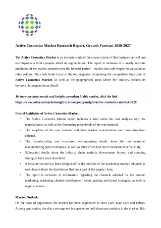 active cosmetics market research report growth