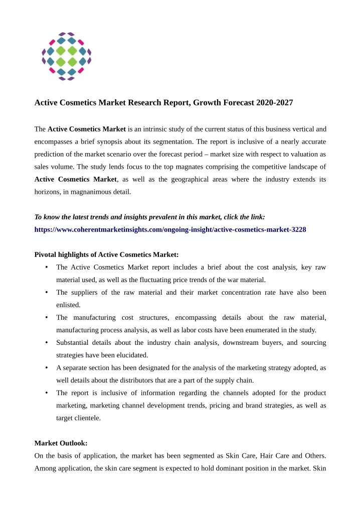 active cosmetics market research report growth