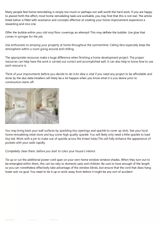 many people feel home remodeling is simply