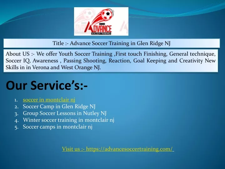 title advance soccer training in glen ridge nj