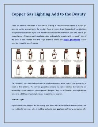 Copper Gas Lighting Add to the Beauty