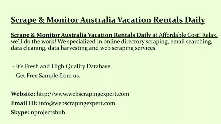 scrape monitor australia vacation rentals daily