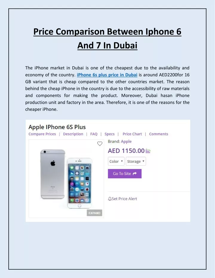 price comparison between iphone 6 and 7 in dubai