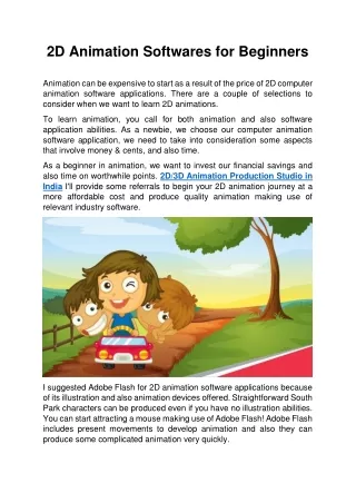 2d animation softwares for beginners