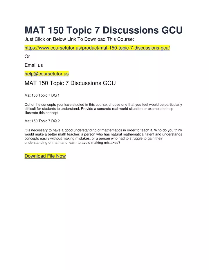 mat 150 topic 7 discussions gcu just click