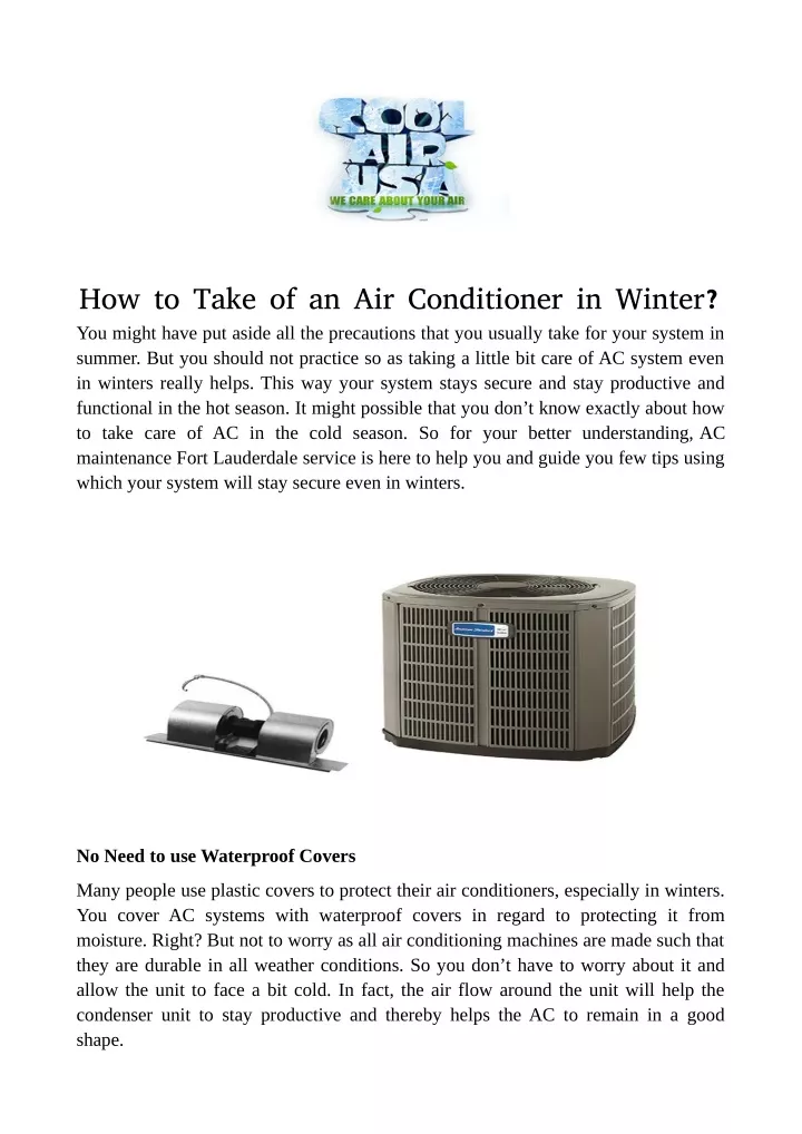 how to take of an air conditioner in winter