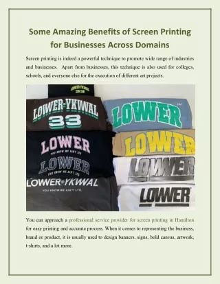 Some Amazing Benefits of Screen Printing for Businesses Across Domains