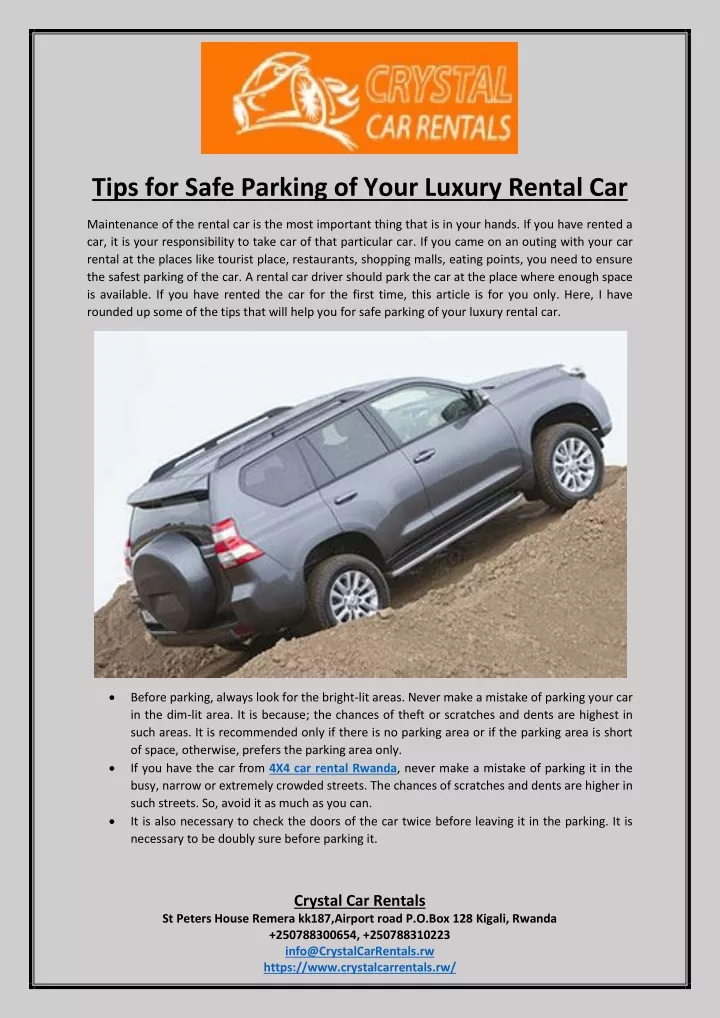 tips for safe parking of your luxury rental car