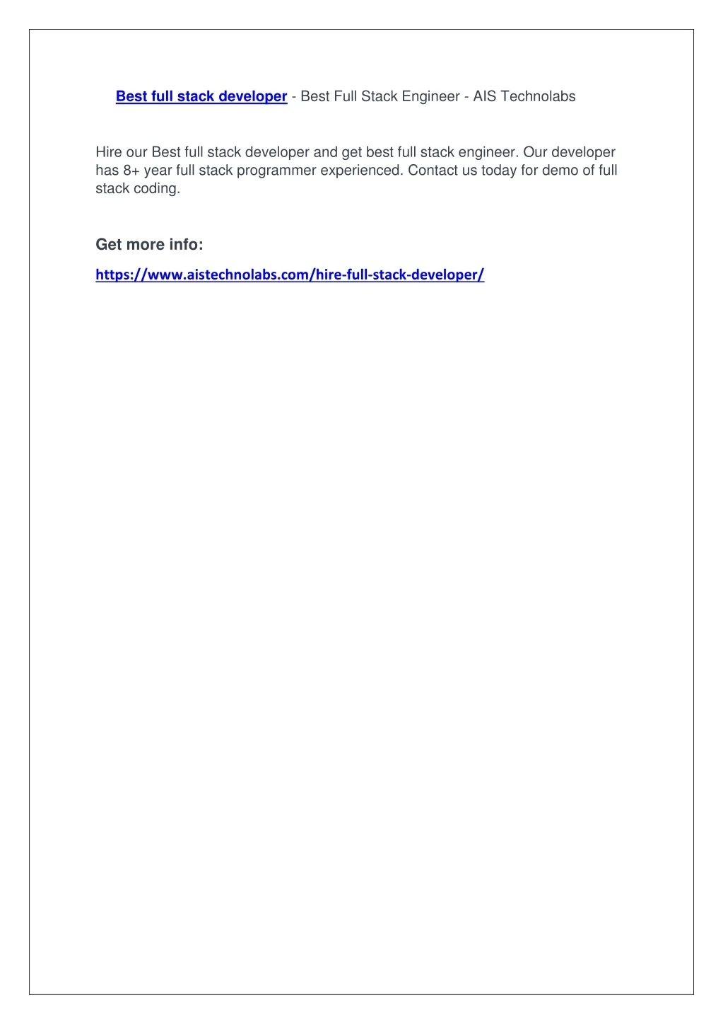 PPT - Best full stack developer - Best Full Stack Engineer - AIS ...