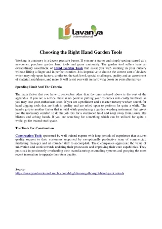 Choosing the Right Hand Garden Tools