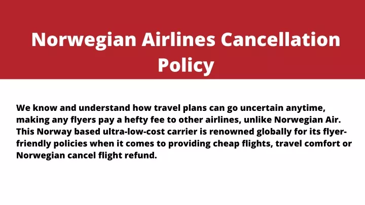 norwegian airlines cancellation policy