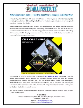 CDS Coaching in Delhi – Find the Best One to Prepare in Better Way