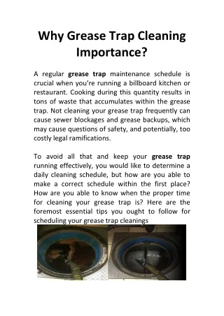 Why Grease Trap Cleaning Importance?