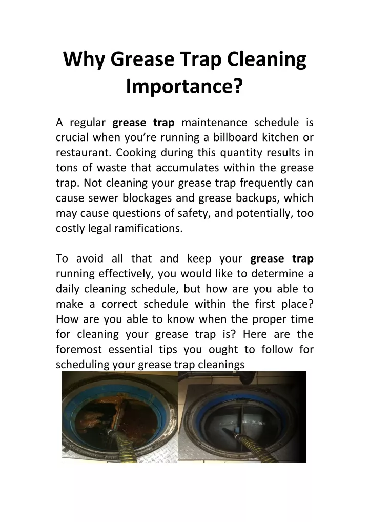 why grease trap cleaning importance